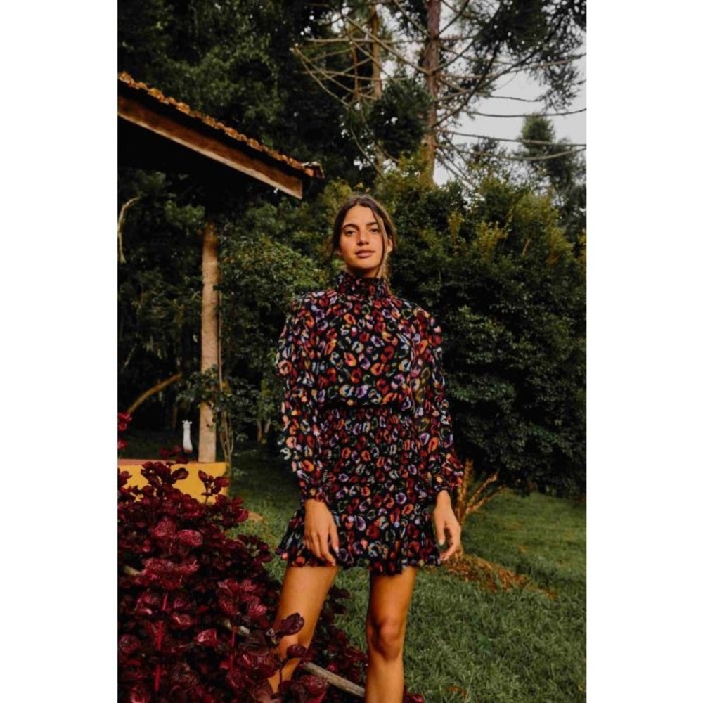 FARM Rio - The Ikat-Dyed Mini Dress In Leopard